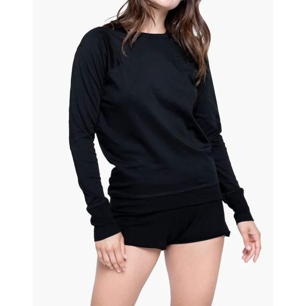Lunya Long Sleeve Pima Cotton Tee Extra Large Black Loungewear Sleep Top